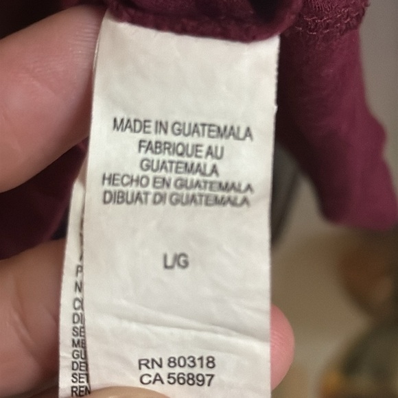 Lucky Brand Maroon 3/4 Sleeve Logo Super Soft T Shirt Comfy Cozy Size Large - Picture 5 of 7